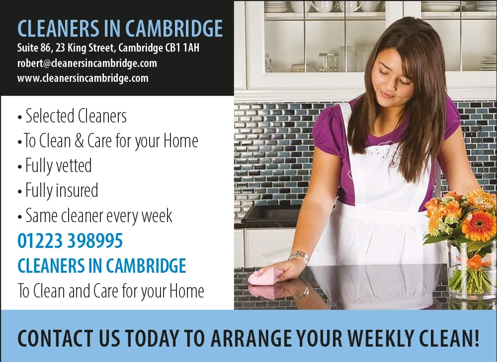 Cleaners in Cambridge — selected, fully vetted and insured cleaners for your home, with the same cleaner every week